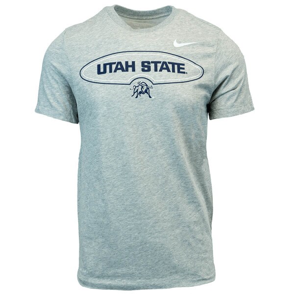 Utah State Aggie Bull Oval Heathered Gray Nike T-Shirt Short-Sleeve